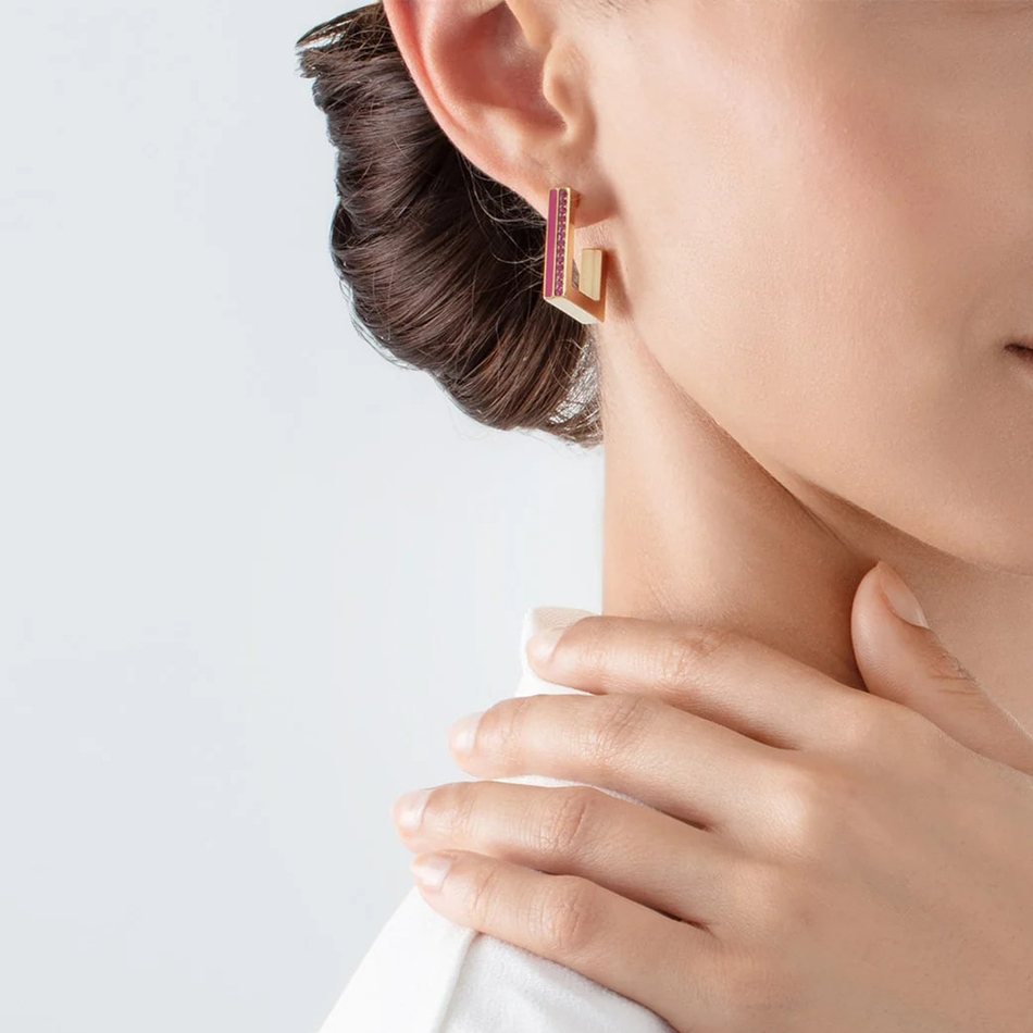 Серьги пусеты Coeur de Lion Pink-Gold 0133/21-0416