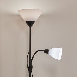 UML-T520 E27+E14 BLACK-WHITE Торшер напольный под лампу Е27 и Е14. 2х60W. Черный-Белый. ТМ Uniel