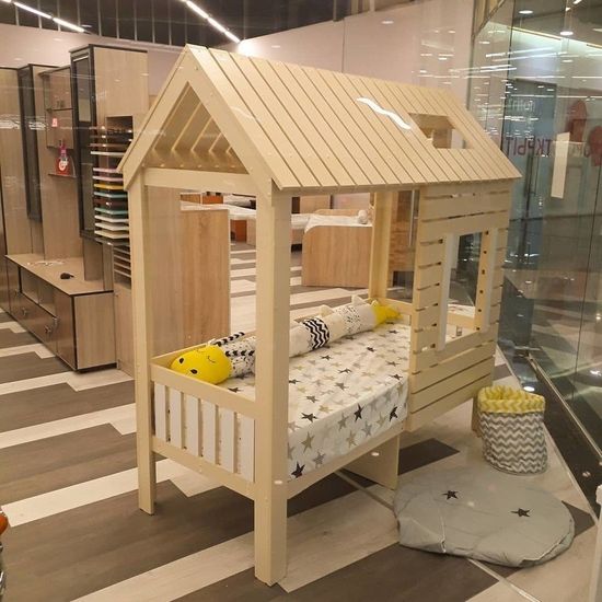 Кровать-домик АМИ-2 (крыша двускатная) левая