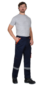 Костюм СИРИУС-БИЛДЕР куртка, брюки темно-синий с оранжевым