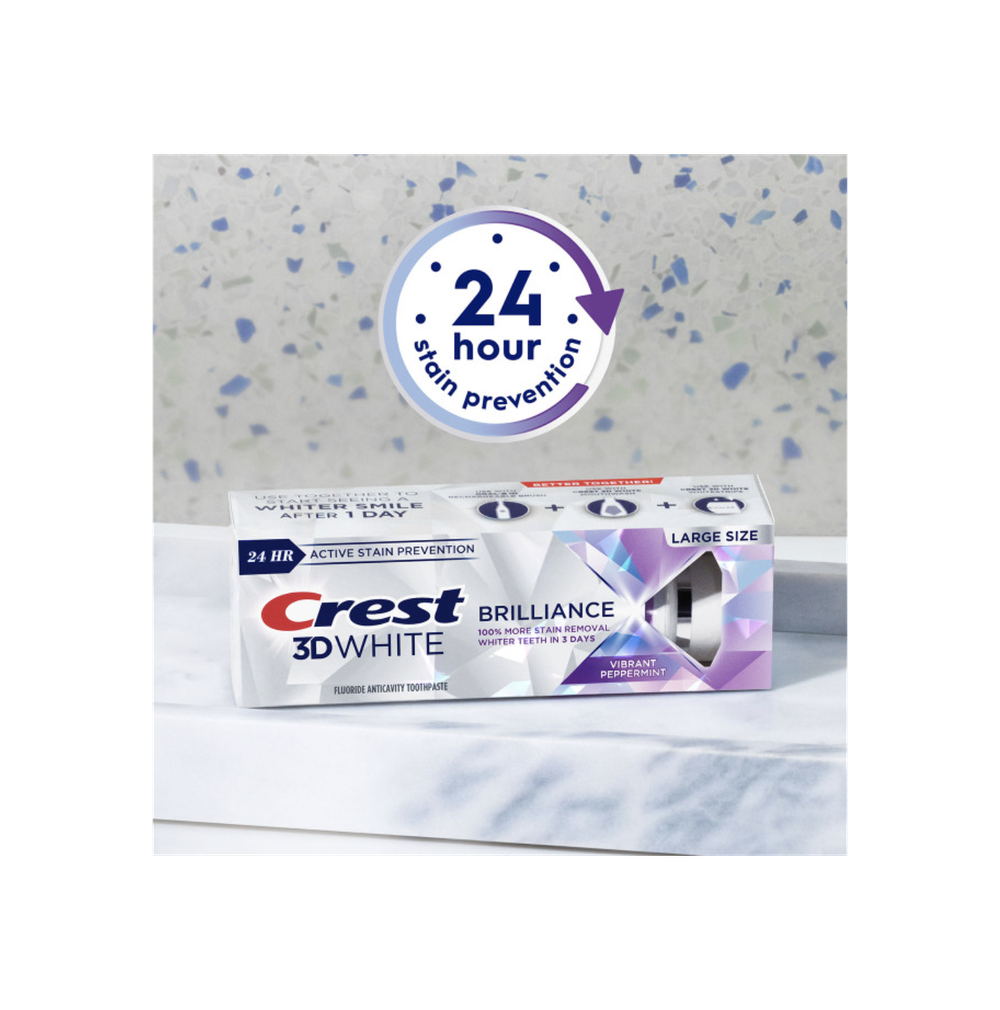 Зубная паста Crest 3DWhite Brilliance Vibrant Peppermint для отбеливания зубов, 4,6 унции