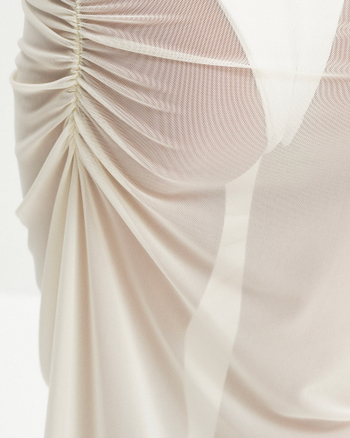 №046 Юбка макси с разрезом (молочный)