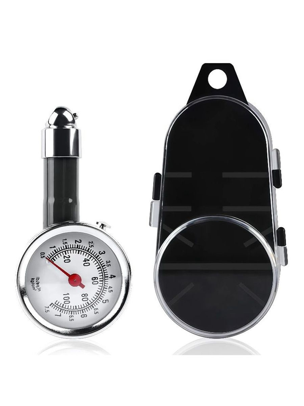 Манометр для шин автомобильный 7,5Атм в кейсе, аналоговый. Датчик давления в шинах