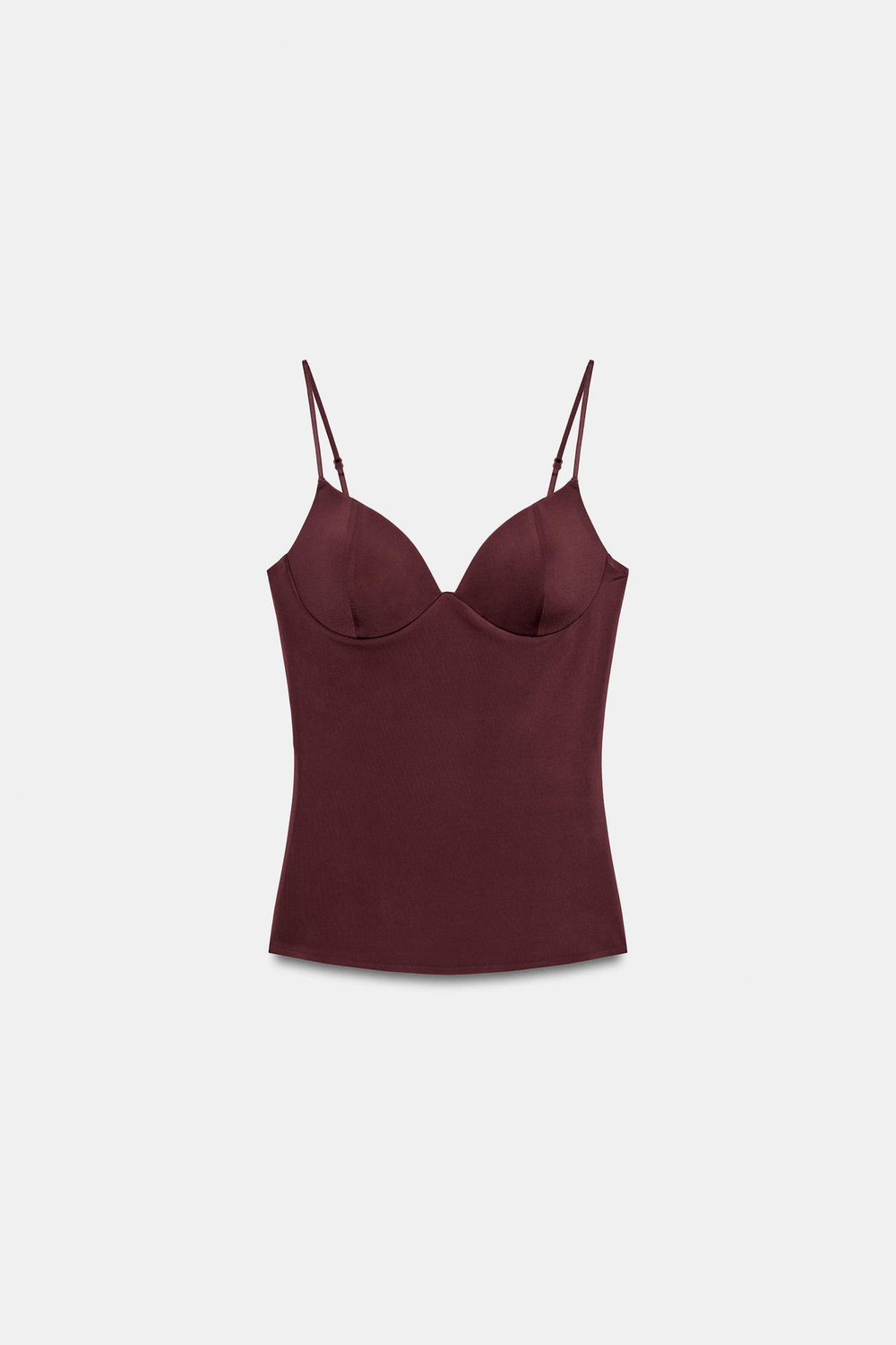 ZARA ТОП ИЗ СМЕСОВОГО ПОЛИАМИДА, ГРАНАТОВЫЙ