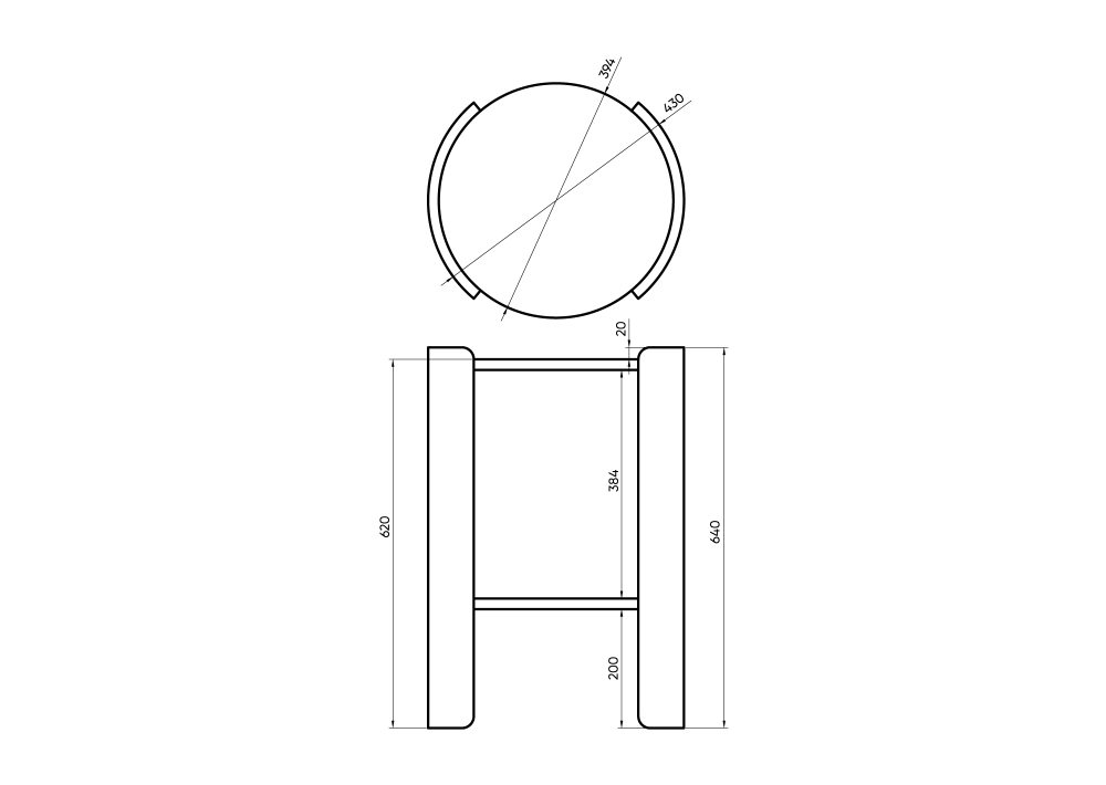 Столик Lagom Stone D 43 см высота 64 см (камень OV, орех)