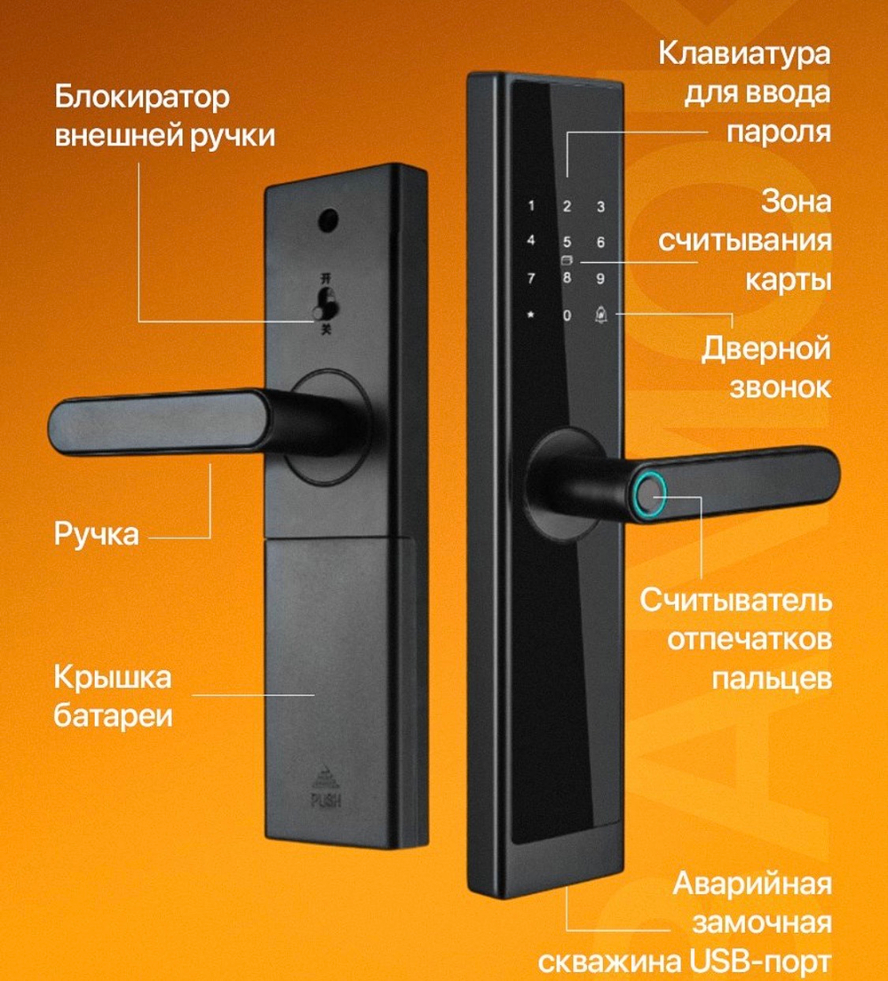 Умный электронный полуавтоматический замок с блоком WI-FI Safeburg Smart N2-85