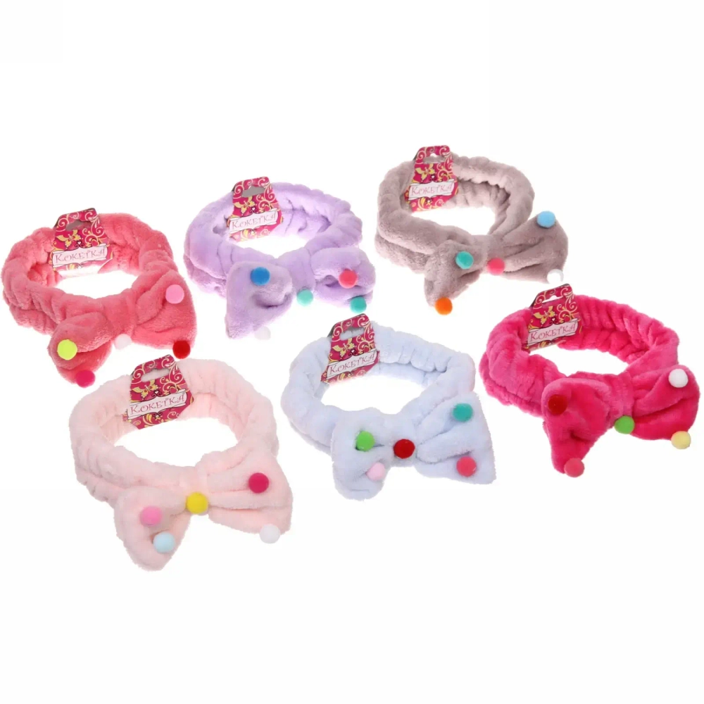 Повязка на голову «Кокетка - Милый Бант», цвет голубой, сиреневый, бежевый и розовый, 17,5*5см (упаковка белый ZIP пакет)