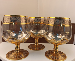 Набор бокалов для коньяка "Узорный" №3 (Златоуст)  в подарочном футляре