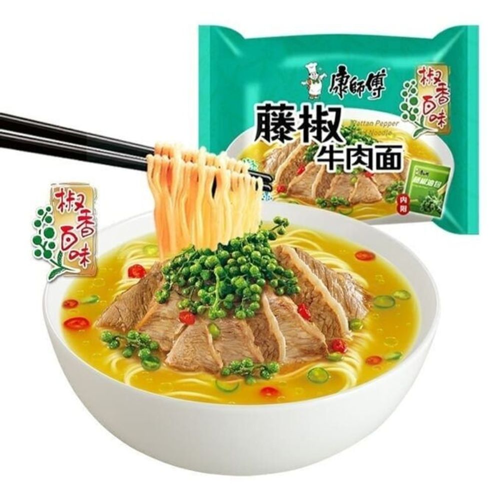 Лапша со вкусом говядины с ротанговым перцем Kangshifu 5 пакетов  5*102г