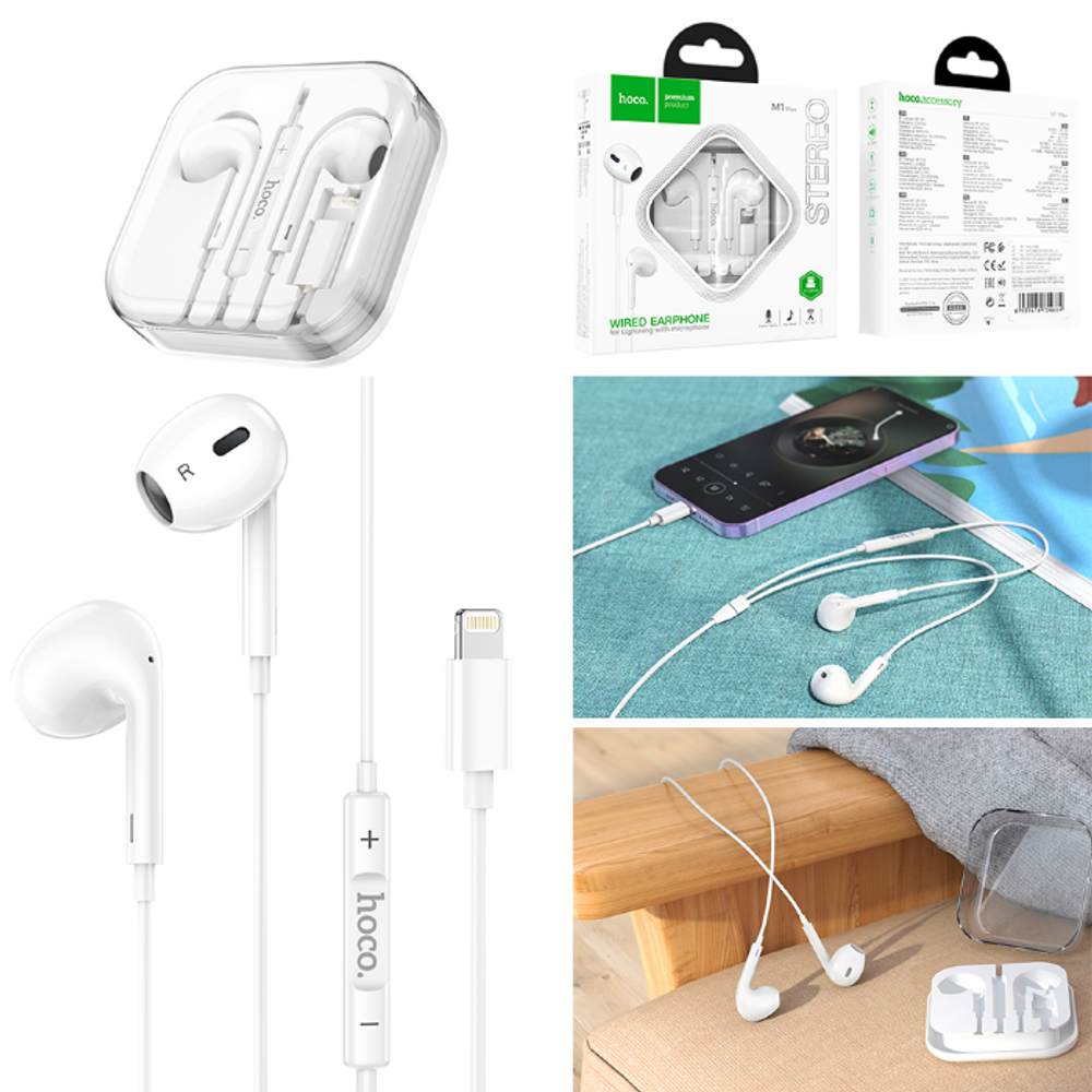 M1 Max crystal earphones for iP with mic