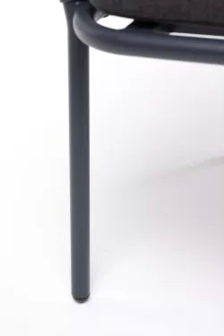 "Бордо" стул плетеный из роупа, каркас алюминий темно-серый (RAL7024) муар, роуп серый 15мм, ткань темно-серая 027