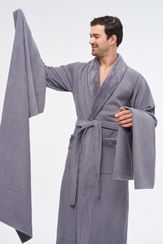 Халат мужской с полотенцами 1163 серый Nusa
