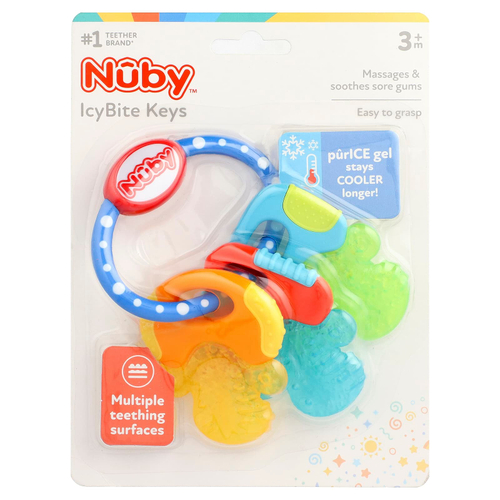 Nuby, IcyBite ключи, от 3 месяцев, синий, зеленый и желтый, 1 шт.