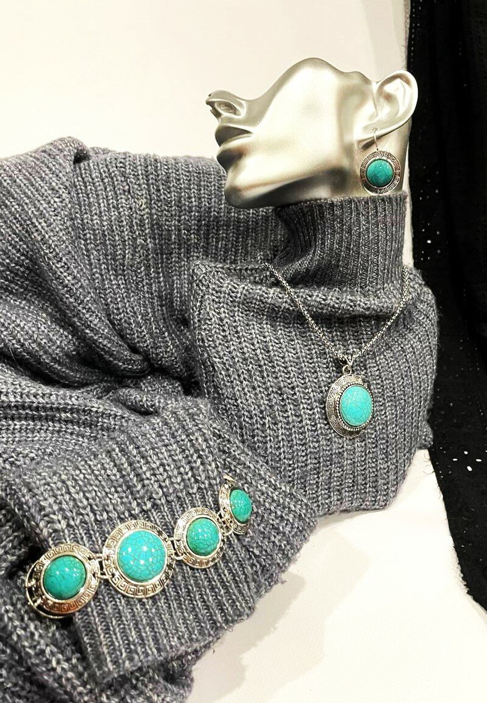 Комплект бижутери "Бирюза" - Форма "Круг""