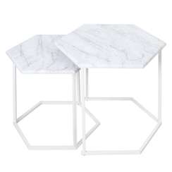 Стол журнальный МеталлАрт М003 белый мрамор/белый