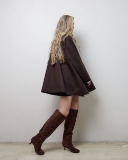 Пальто с асимметричным низом из шерсти и кашемира Диор темный шоколад