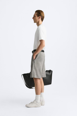 ZARA ШОРТЫ ИЗ РЕЛЬЕФНОЙ ТКАНИ, СВЕИЛО-СЕРЫЙ