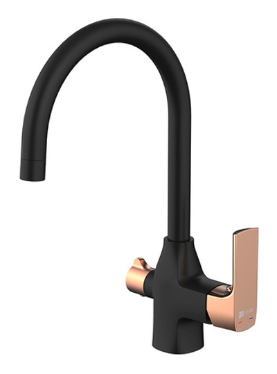 смеситель кухня LEMARK Ursus с подключением к фильтру для питьевой воды, черный/роз. золото LM7261BL