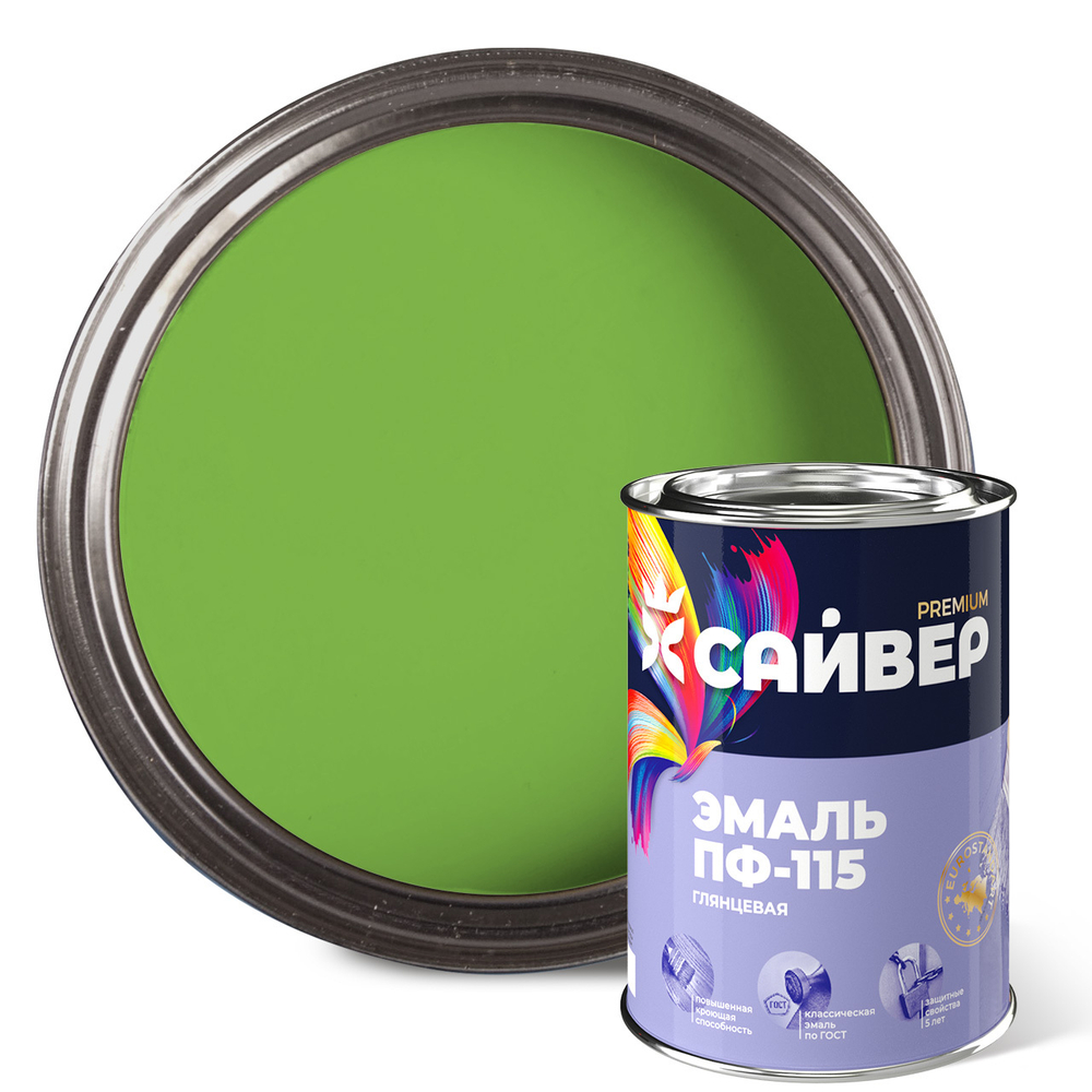 САЙВЕР  Эмаль ПФ-115 Салатная 0,8кг ГОСТ 6465-76