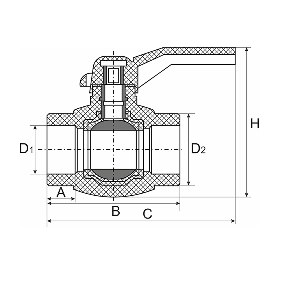 Кран шар 25 ручка PP-R EVER® plast  СЕРЫЙ (Россия)