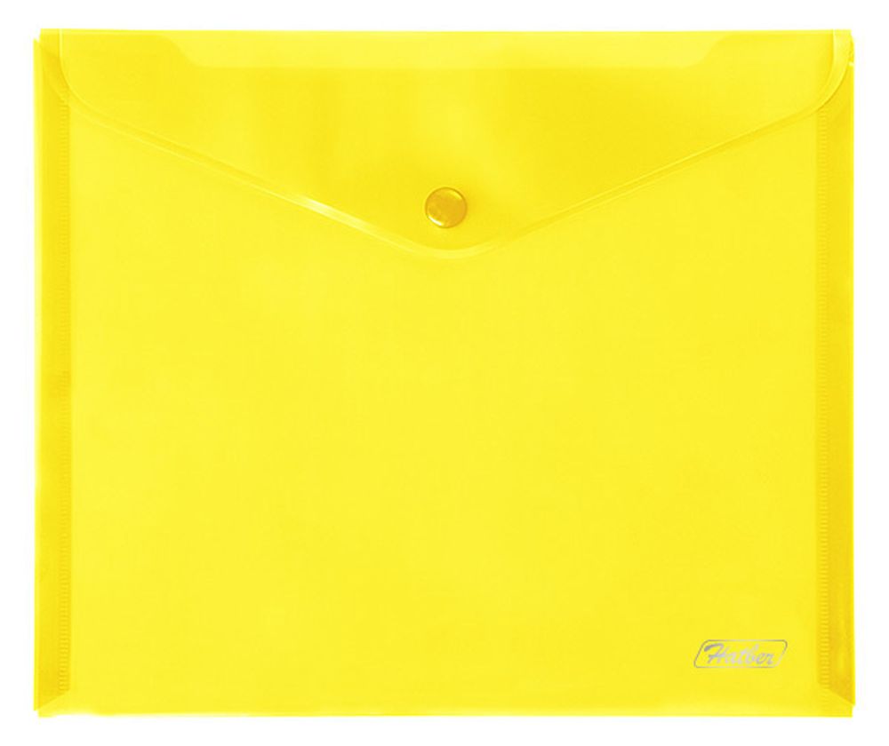 Папка-конверт с кнопкой А5 ХАТБЕР желтая 243*210 мм (15105)