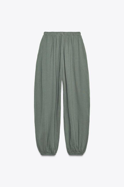 ZARA БРЮКИ-БАГГИ ИЗ ФЛИСА, ЗЕЛЕНЫЙ