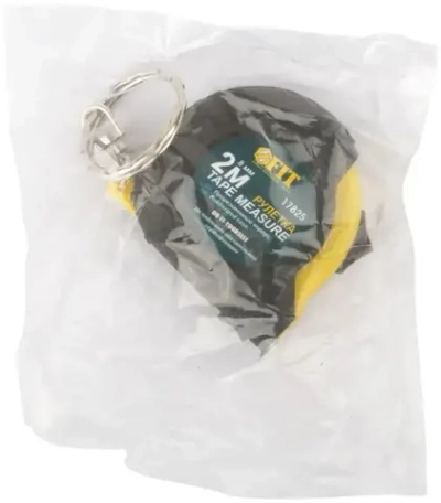 FIT Рулетка брелок 2 м x 8 мм строительная измерительная стальная лента, прорезиненный корпус