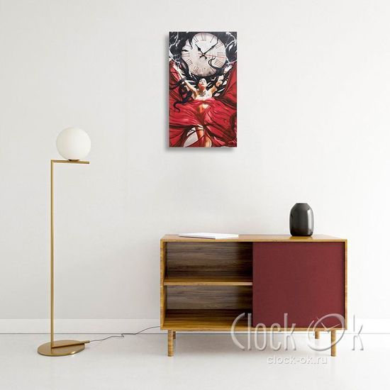 Настенные часы-постер "Woman in red"