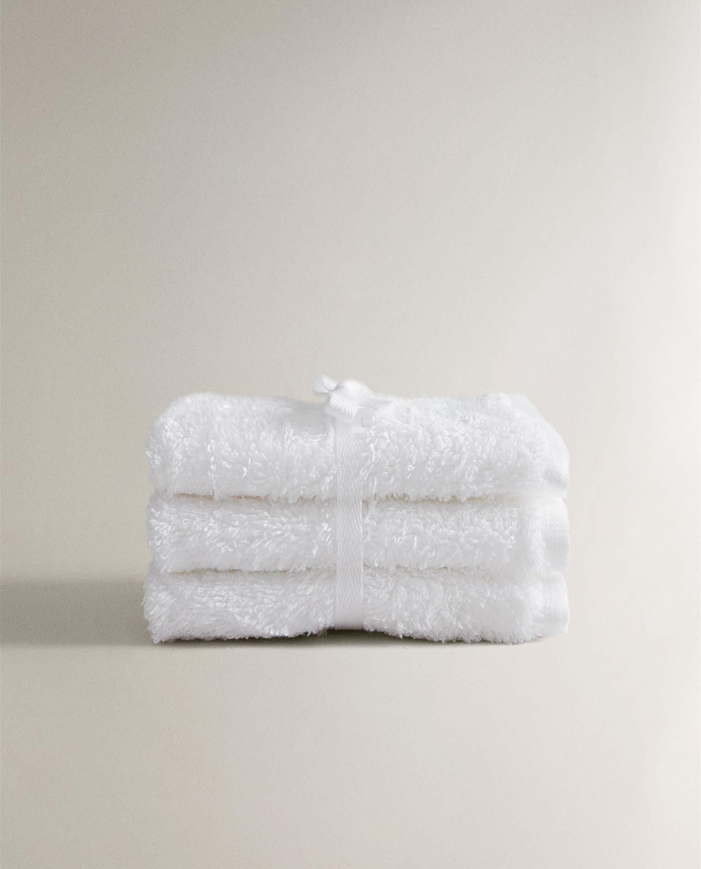 Zara Home - Набор хлопковых полотенец для рук (комплект из 3 предметов)), белый, 30х30 см