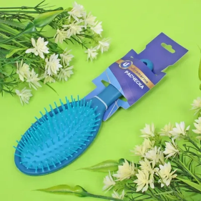 Расческа массажная «Lady Brush», форма овальная, цвет синий, 22,5*7см (блистер Ultramarine)