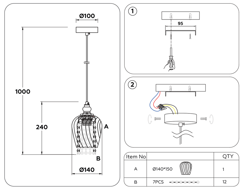 Ambrella Подвесной светильник со сменной лампой Traditional TR3608