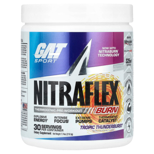 GAT, Sport, NITRAFLEX® Burn, Tropic Thunderburst, 219,3 г (7,74 унции)