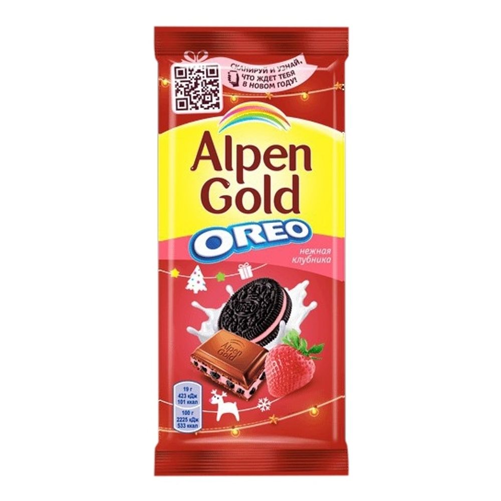 шоколад Alpen Gold Oreo со вкусом нежная клубника 85гр