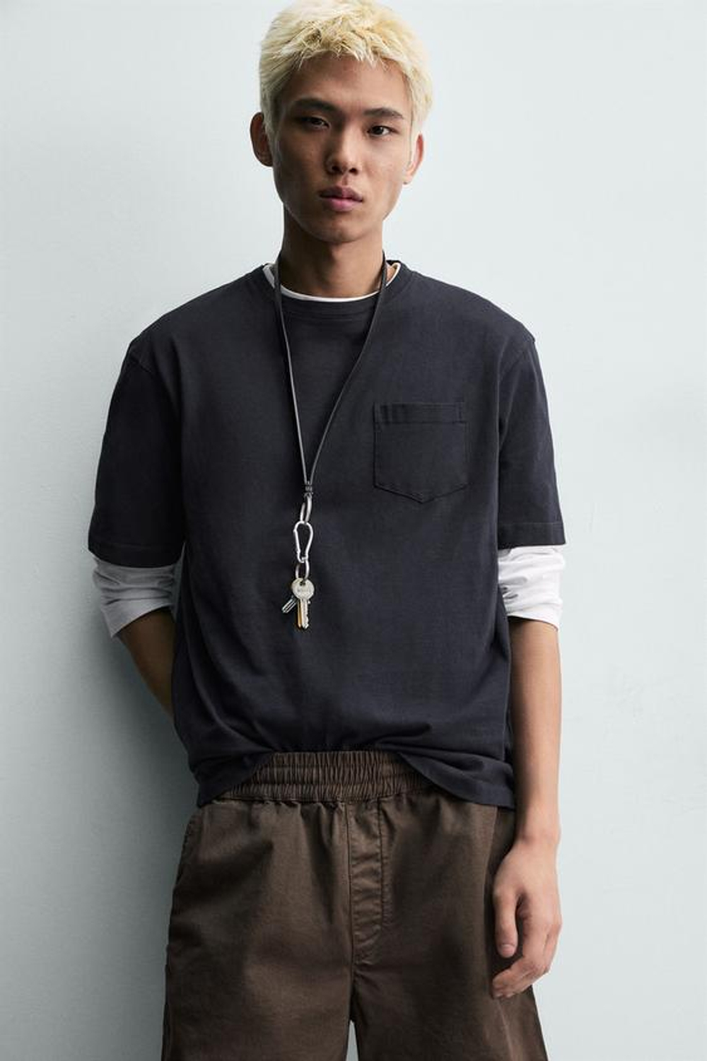 ZARA ШОРТЫ ИЗ ТВИЛА RELAXED FIT, КОРИЧНЕВЫЙ