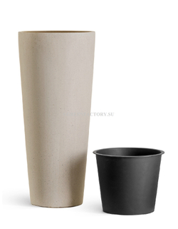 Кашпо TREEZ Effectory - Beton - Высокий конус - Белый песок