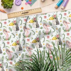 Ткань бязь акварельные попугаи