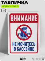 Табличка для бассейна "В бассейн не дудонить", на пляж, для общественной и частной зоны отдыха, информационная, 40х30 см, Silver Plane x Айдентика Технолоджи