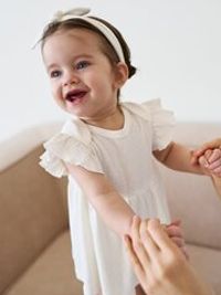 Платье-боди с крылышками "Молоко" из ажурного хлопка 0+