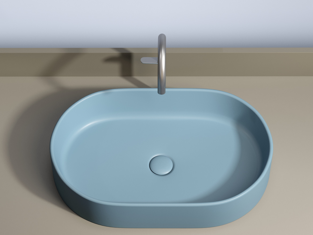 Умывальник чаша накладная овальная (цвет Голубой Матовый) Element 608x385x122мм