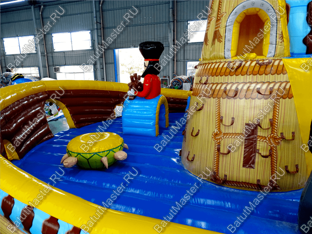 Коммерческий надувной батут "Корабль с осьминогом" 16*9*7 м