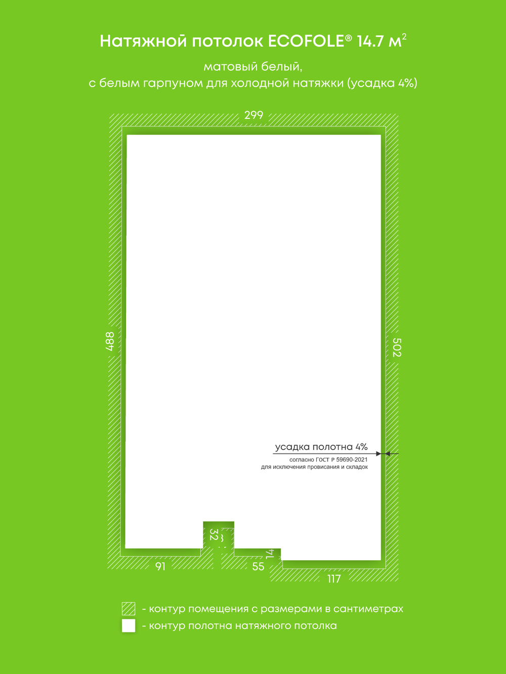 Натяжные потолки 12.7 м2, 14.7 м2