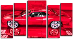 Модульная картина " Красное авто "