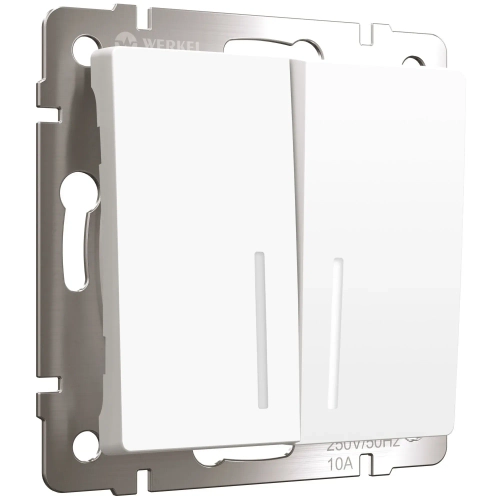 Выключатель двухклавишный проходной с подсветкой (белый матовый) W1122161