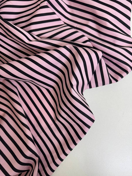 Коттон принт, полоска черная на розовом NB/Esc#090