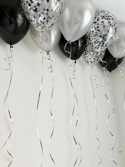 Воздушные шары на потолок черный/серебро №3928