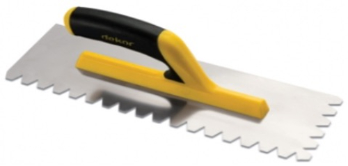 Гладилка зубчатая 350 мм "трапецивидный зуб" нержавеющей сталь с открытой пластиковой ручкой Dekor 206