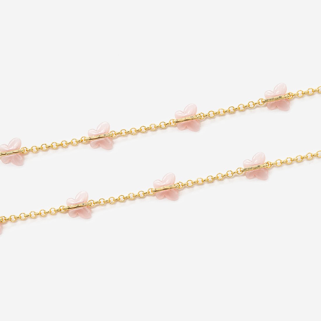 Цепь "Розовые Бабочки", звено 2,5мм, позолота