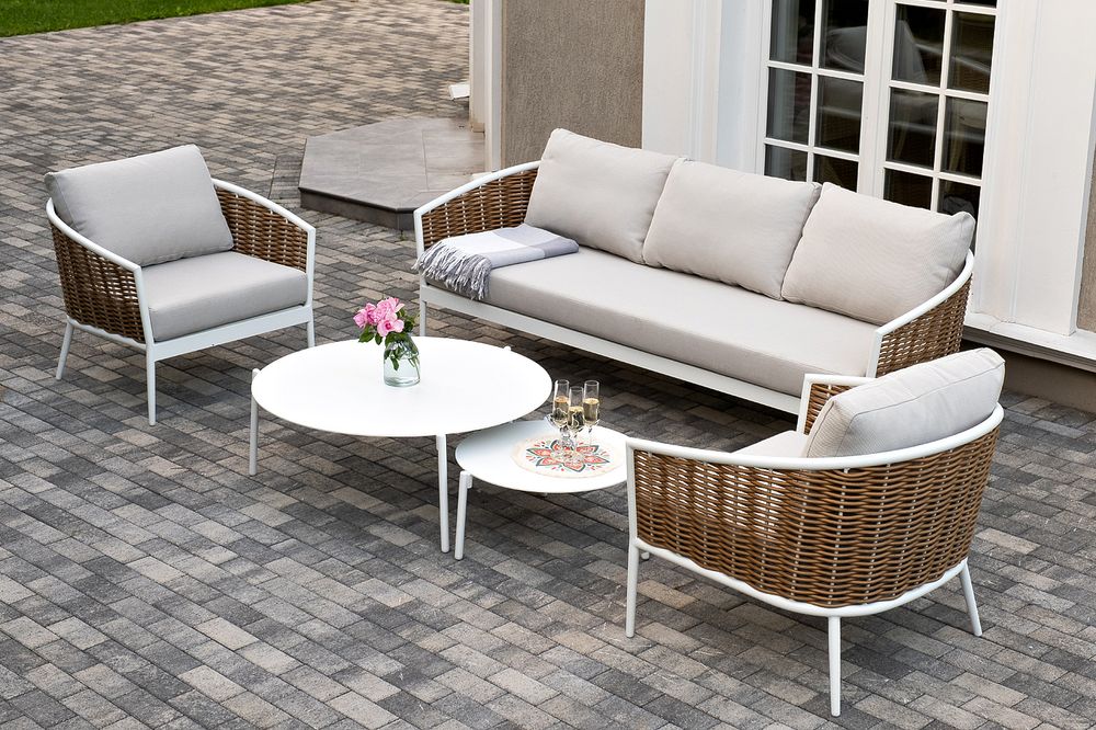 "Тоскана" лаунж-зона из искусственного ротанга, цвет соломенный