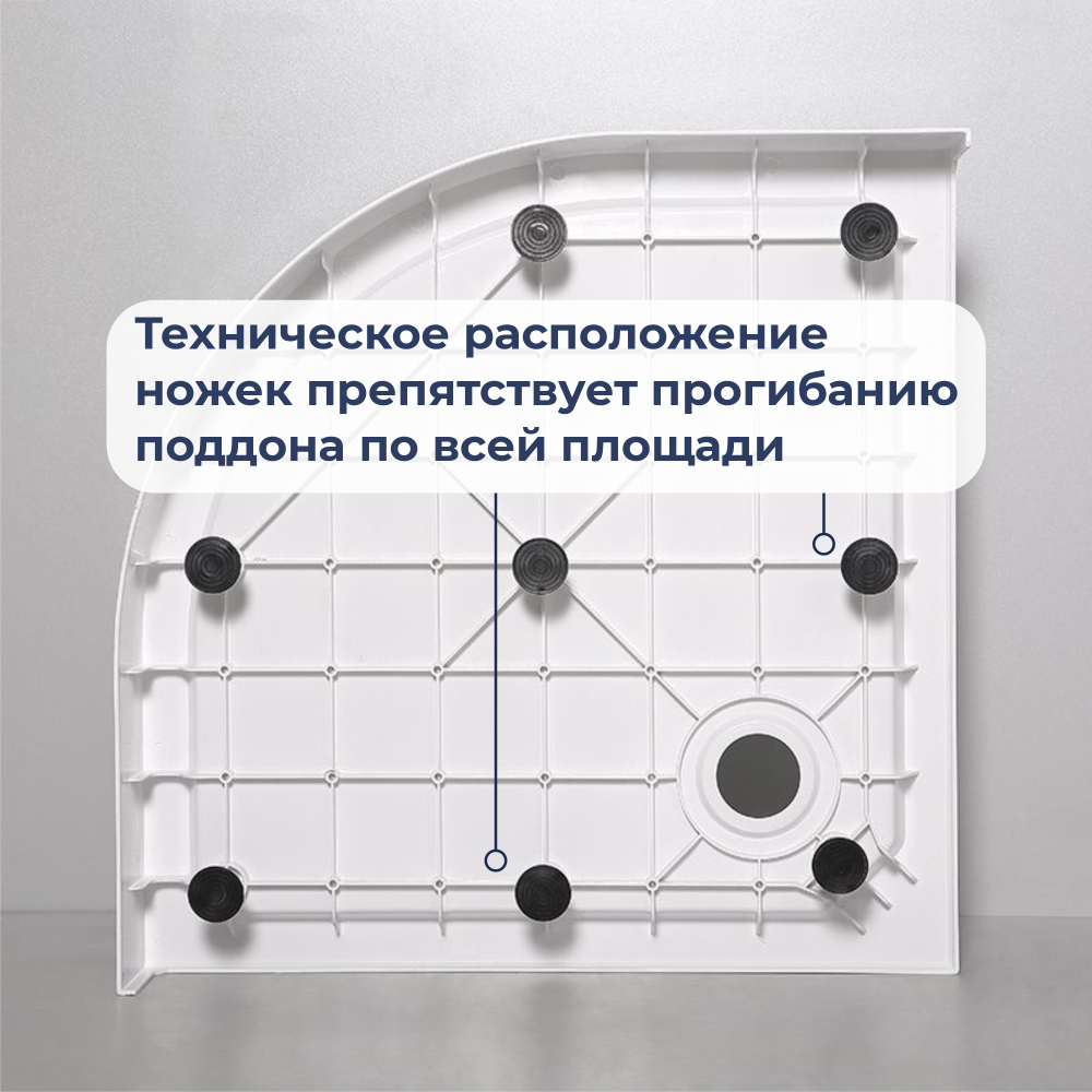 Душевой поддон полукруглый RGW SMC/R W Белый (Уценка) (900x900)