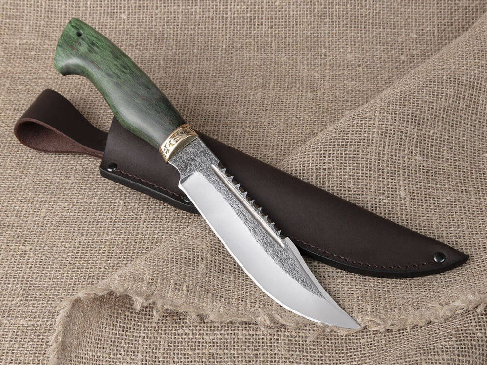 Нож "Алтай", сталь Bohler N690, рукоять зеленая стабилизированная берёза